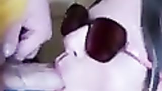 Grubby nymph chantelle swallows mans pee & socks a fellow's spear