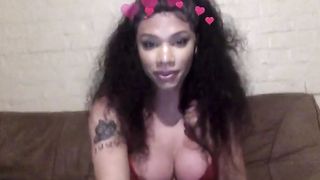 Pretty Large Salami Ebony TRANSSEXUAL drizzle a superb ball-sac