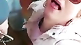 Skanky Chantelleslut37 ambles out of tiolet with jizm on face