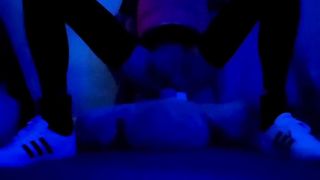 Sissy femboy Kenzie Starlet faux-cock railing