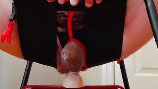 SubSissyTv mitts free-for-all sissyclit masturbating rail on gigantic faux-cock
