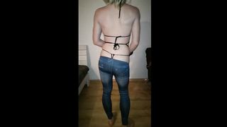 Crossdresser taking clothes off