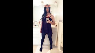 Reddish Dark-Skinned Haired Crossdresser