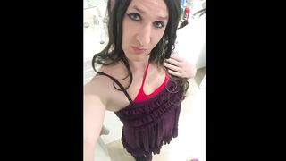 Reddish Dark-Skinned Haired Crossdresser