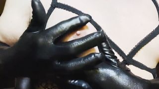 Slave Sissy TV nip showcase in undergarments and mittens