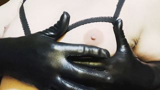 Slave Sissy TV nip showcase in undergarments and mittens