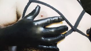 Slave Sissy TV nip showcase in undergarments and mittens