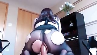 Ladyboy in tights fapping