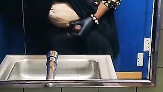 Draining in the Girls's Rest Room (Precum) Lady Masking