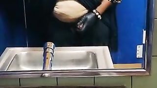 Draining in the Girls's Rest Room (Precum) Lady Masking
