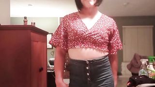 T-Girl LisaB. takes her clothes off leisurely.