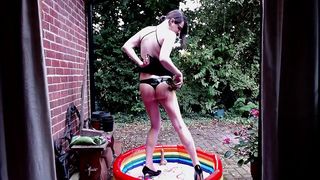 Outdoor sissy breezy greased and greased WAM fuck stick drill and jizz