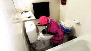 Sissy Maid Fettered to Restroom