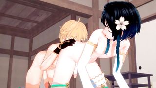 Aether Anal Invasion Penetrates Sissy Venti, Blows A Load on his Abdomen - Homo Genshin Influence Manga Porn.