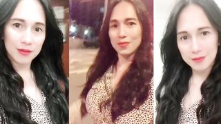 beautifull t-girl jack and demonstrate her rod in public