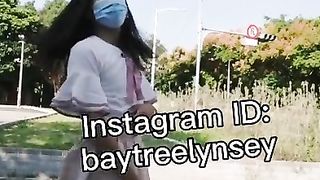 Tgirl upskir in street