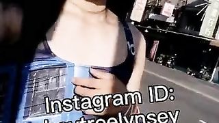 Tgirl the bathing suit outdoor getting off