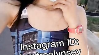 Tgirl the bathing suit outdoor getting off