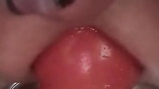 Christina takeing a good-sized monstrous crimson ass-plug with electro chasity