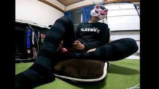 Ass-Fuck onanism with fresh striped thighhigh socks! 20211002
