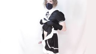 Femboy Maid Rails on Fake Penis and Spunks then Shoots Again with Forearm Job!