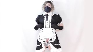 Femboy Maid Rails on Fake Penis and Spunks then Shoots Again with Forearm Job!