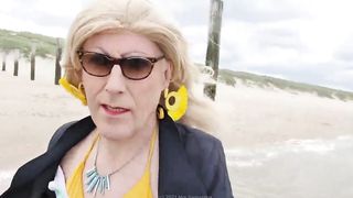 Mrs Samantha going for a walk on the beach