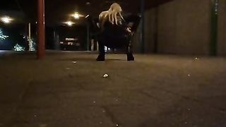 Sissy ambling in leather