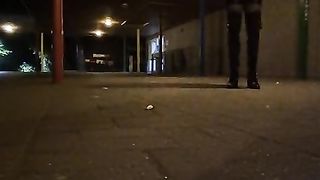 Sissy ambling in leather