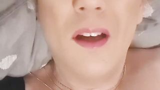 TRANSSEXUAL-Angie can barley treat the fuckin' machine