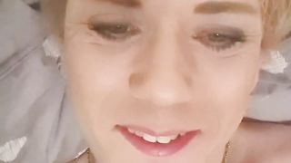 TRANSSEXUAL-Angie can barley treat the fuckin' machine