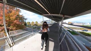 Crossdresser demonstrating in a instruct station