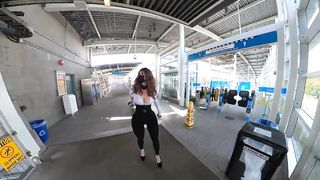 Crossdresser demonstrating in a instruct station