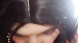 Priya sissy in spectacular pinkish saree and gargling dildlo blow