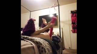 Kitty plays with her long t.