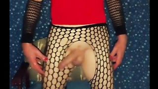 Flower sundress fishnet stockings destruction to ejaculation