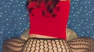 Flower sundress fishnet stockings destruction to ejaculation