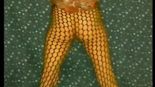 Taunt in sundress and fishnet stocking before railing my fake penis