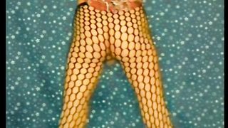 Taunt in sundress and fishnet stocking before railing my fake penis