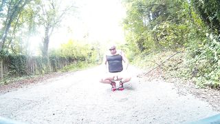 Pecker mega-slut tramp Michellemaidstone pees in the lane