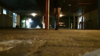 public ambling in high-heeled shoes at instruct station