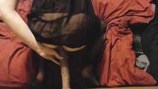 Elastic ass sissy crossdresser dirty dancing and railing gigantic ebony pink cigar