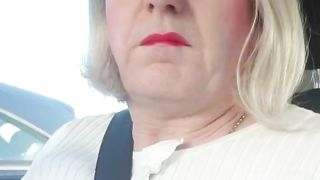 sissy muff heads for a drive to the shops