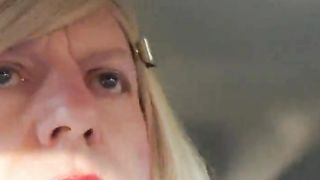 sissy muff heads for a drive to the shops