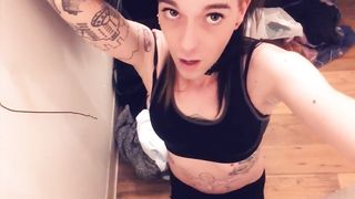 Yoga Female throating on her knees