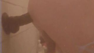 Young femboy take fat black fake penis