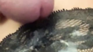 Transsexual Chloe Grey hitachi solo leads to spunk on black nylons