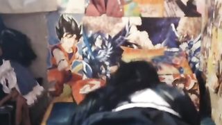 Gordita con traje de colegiala deseosa de una gran verga