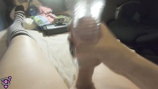 Jessica Bloom Tonguing Own Jizz From Fleshlight