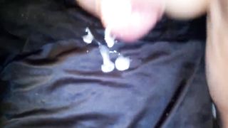 Leatransteen jizm in black Satin miniskirt